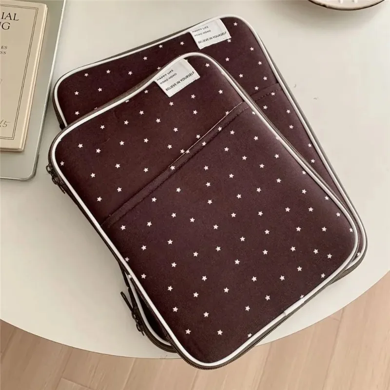 Corduroy Laptop Sleeve Case 13.3 Inch Tablet Pouch for Lenovo Dell Men Women, Soft Carrying Bag with Plush Lining, Coffee Pink