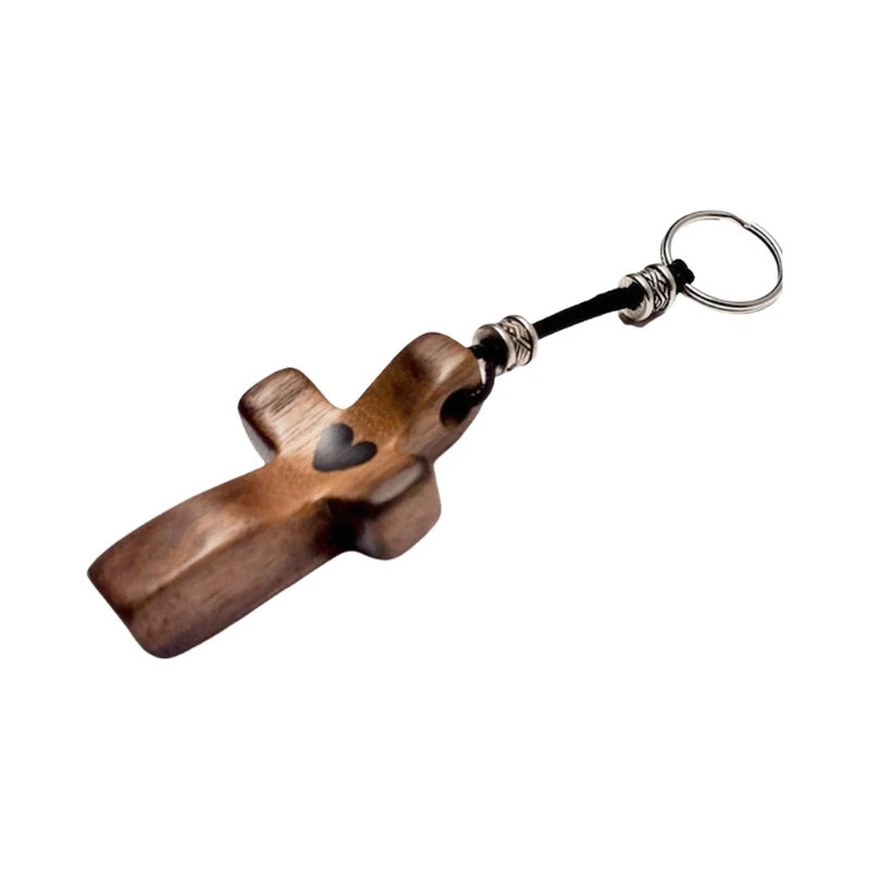 Walnut Crosses Keyring Pendant Portable Believer's Keyring Ornament