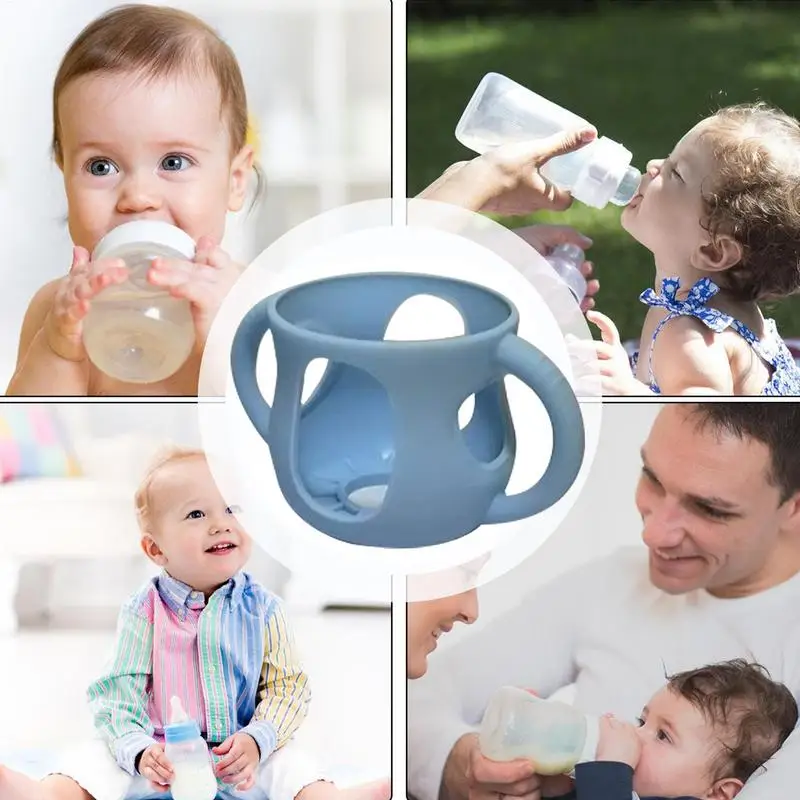 Silicone Bottle Sleeve Nursing Bottle Holder With Handles Anti Breakage Bottle Holder Anti-Drop And Shockproof Sleeve Dishwasher