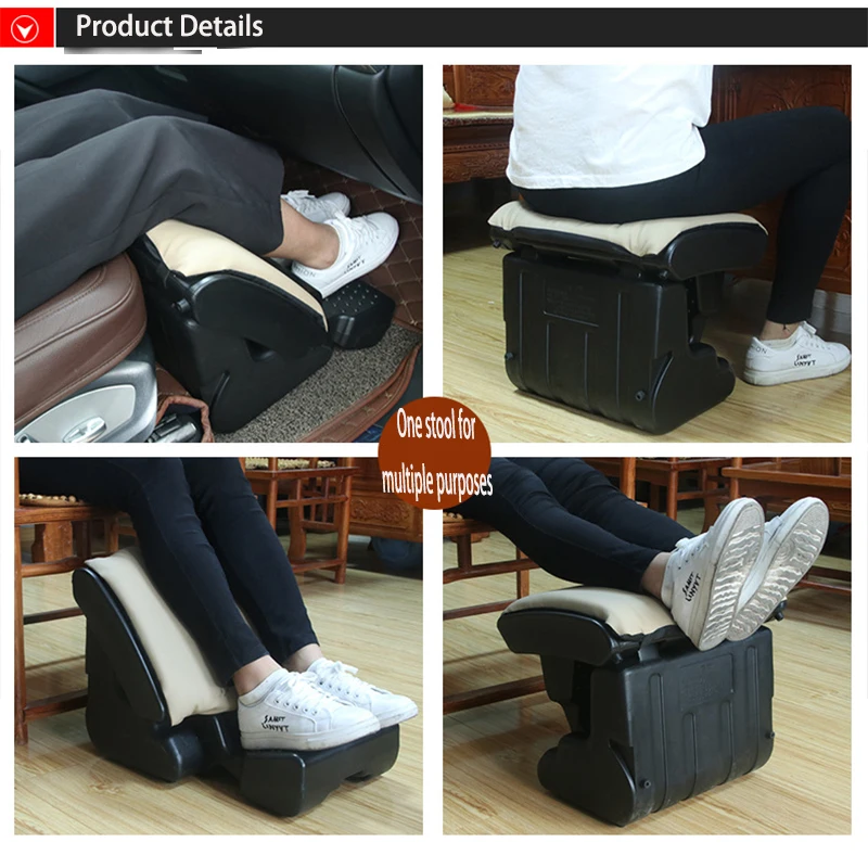 

Home Office Under Desk Car Footrest Ergonomic Foot Stool Adjustable Foot Rest with 3 Functional Modes