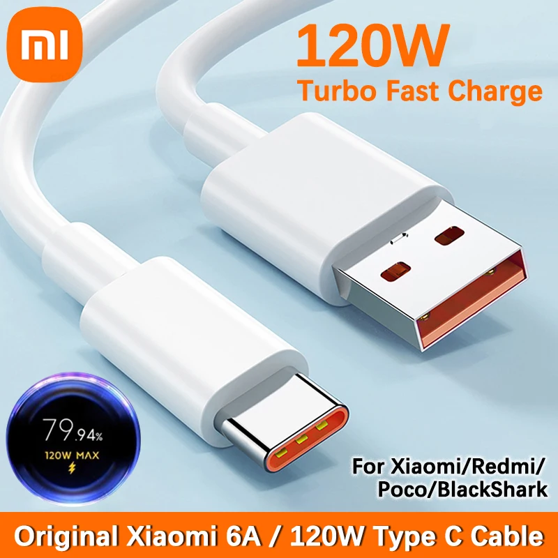 Original Xiaomi 120W USB Type C Charger Cable For Mi 14 13T Poco X6 Redmi Note 13 12 Pro Plus BlackShark 5 6A Turbo Charge Line