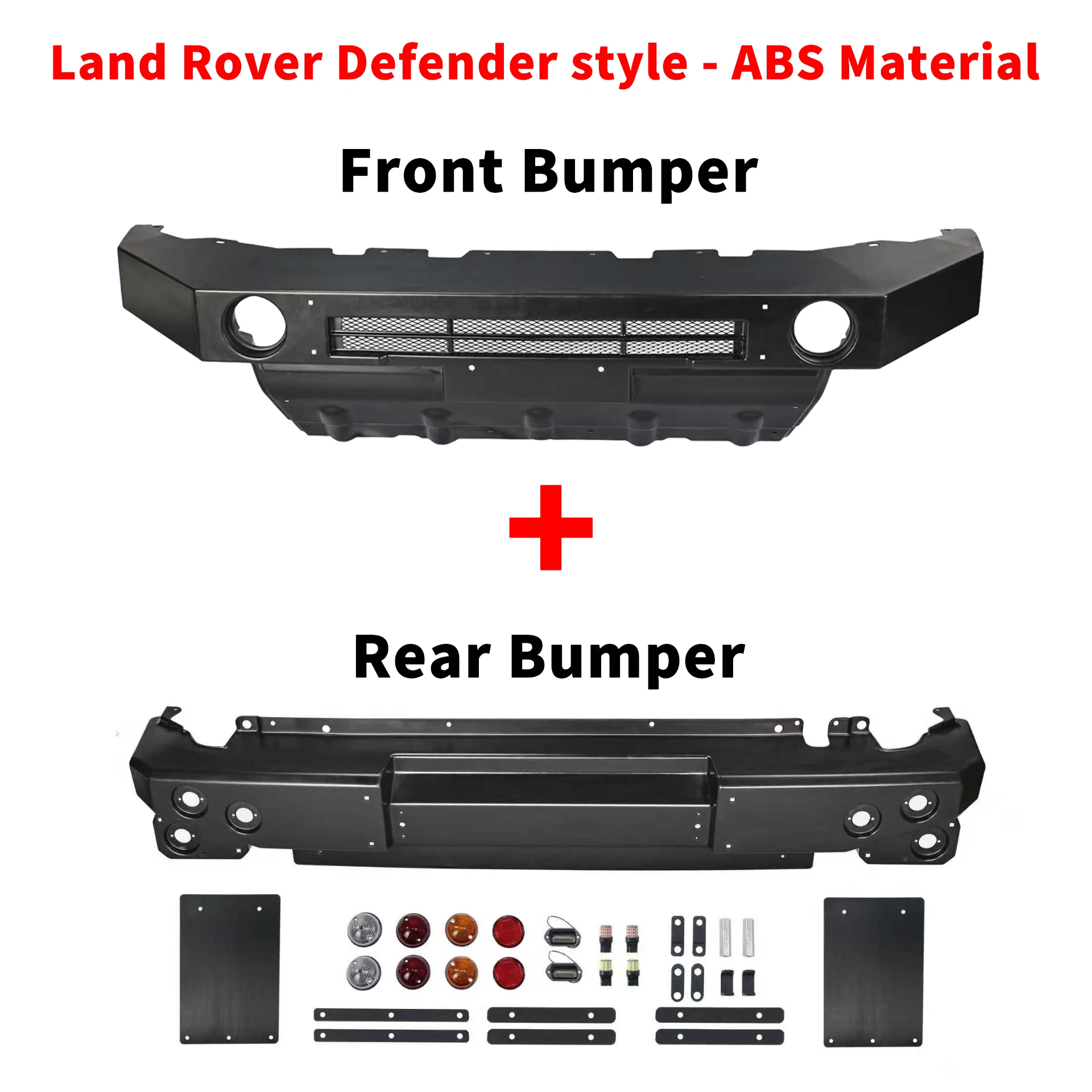 

New Defender Style ABS Car Front & Rear Bumper Sets Jimny Bumper Sets for Jimny Bull BarJB74 JB64 2018+