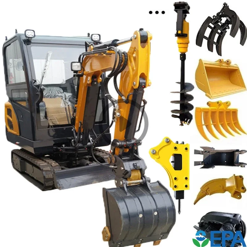 Mini Digger 1000kg Hydraulic Mini Excavator Loader Bagger Auger Grab Hydraulic Hammer Narrow Bucket Can Be Installed Excavators