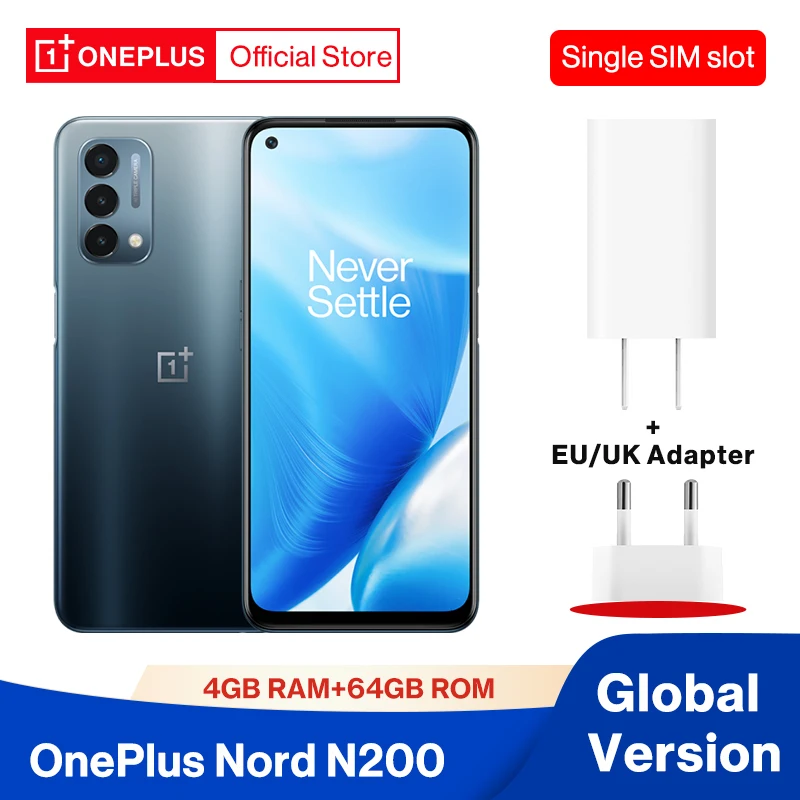 

OnePlus Nord N200 N 200 Global Version 4GB RAM 64GB Snapdragon 480 5000mAh Battery 18W Fast Charge 6.49 90Hz FHD Display