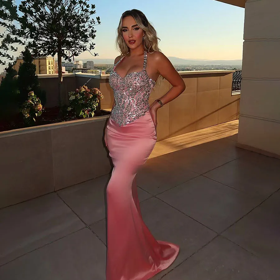 2025 Sexy Mermaid Evening Dresses Saudi Arabia Sweetheart Beaded Satin Party Dress Formal Night Cocktail Prom Gowns Customized