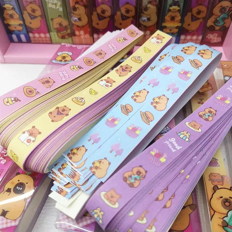 40Pcs/Box Cartoon Capybara Colorful Papers Lucky Star DIY Handmade Origami Paper Strips Decor Folding Paper children's day gift