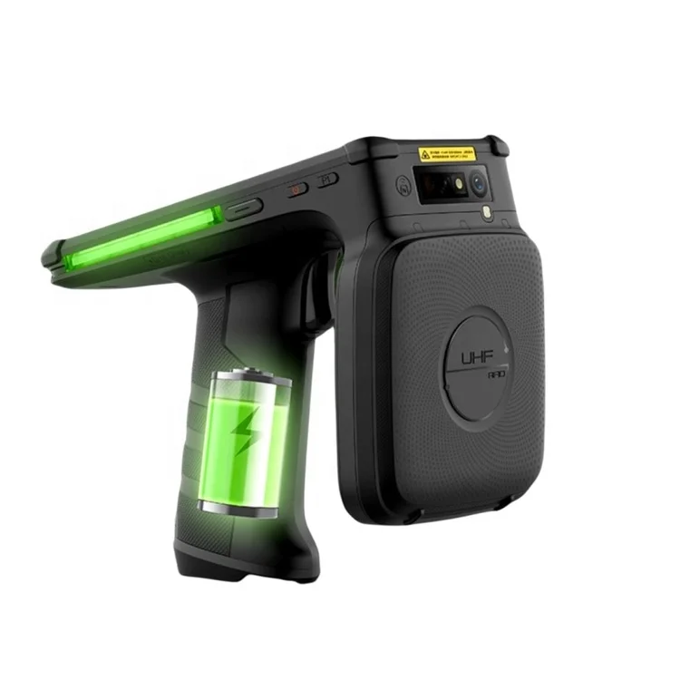 Pembaca RFID UHF Portabel Jarak Jauh NFC HF 13.56 900Mhz Pembaca RFID Genggam Pemindai Laser Mesin Adaptif yang Dapat Disesuaikan