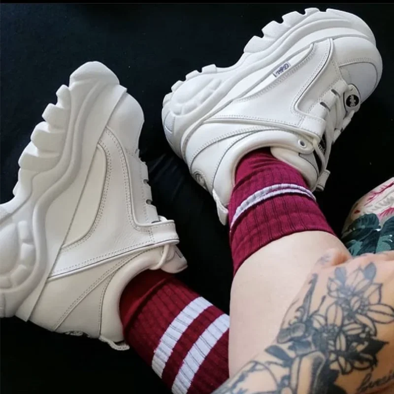 Brand Designer Women Platform Casual Buffalo Sneakers Low-top Light 6cm Sole
