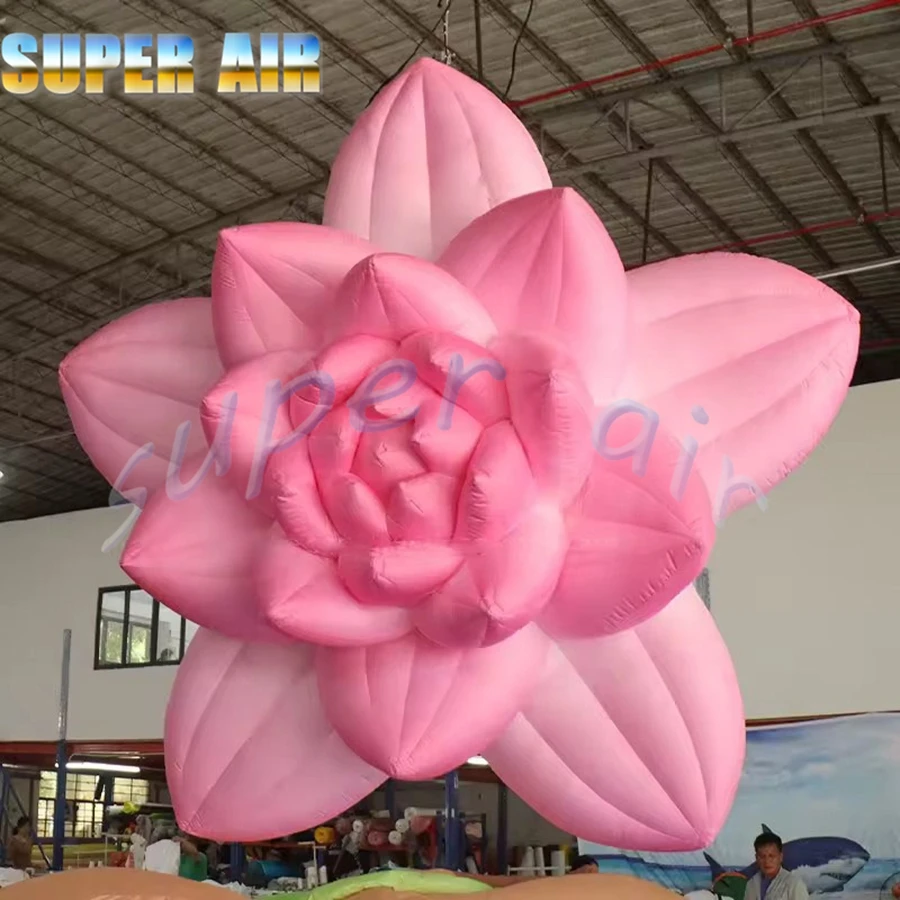 맞춤형 아름다운 풍선 식물 모형, 건물 장식용 핑크색 연꽃 풍선