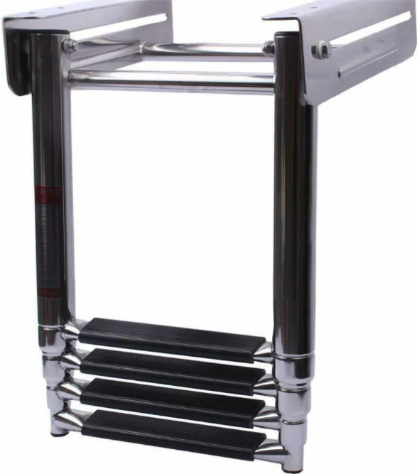 

304 Stainless Steel Four Section Deck Ladder with Slide Rail Boat Ladder Marine Hardware Fittings