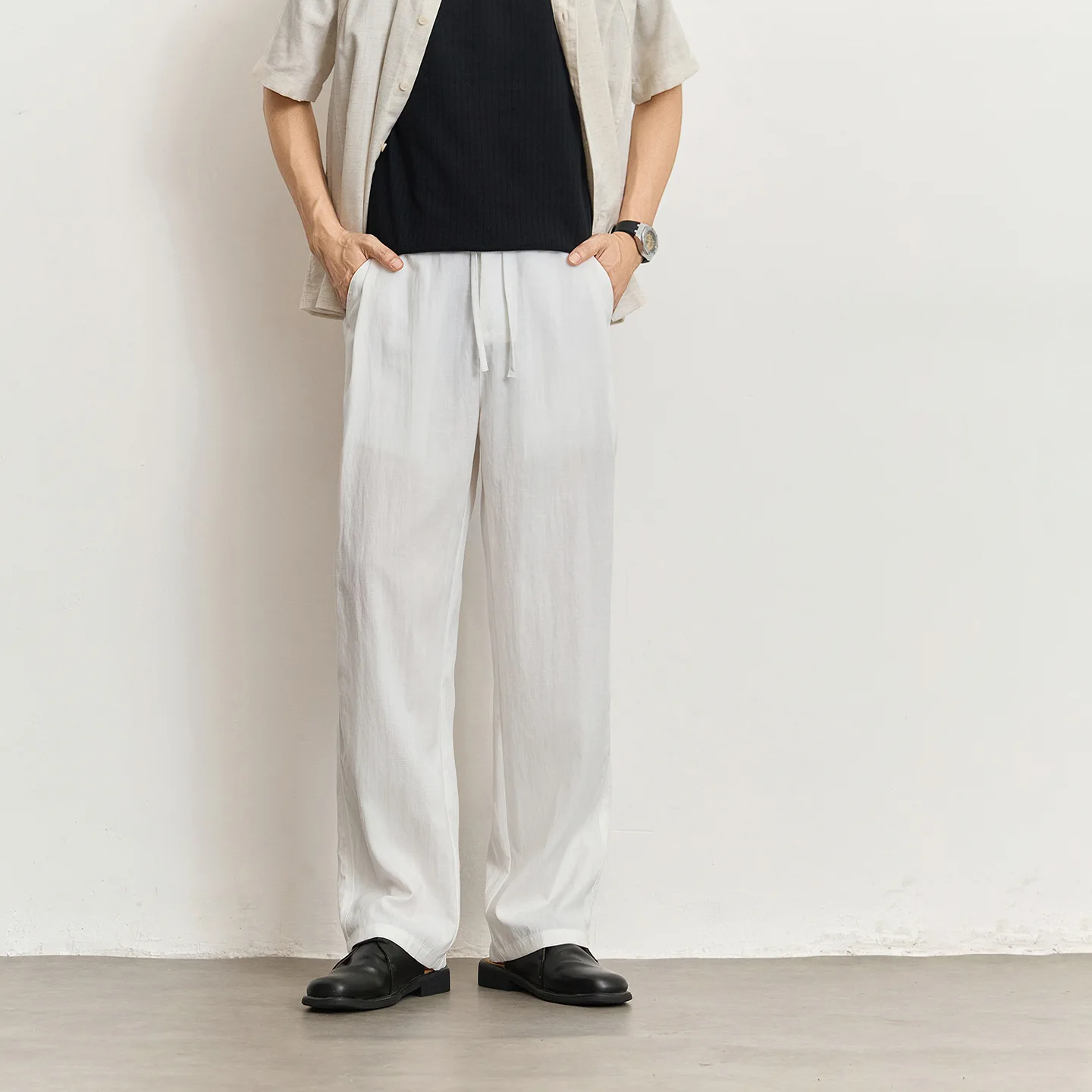 2026 Summer Old Money Wind Leisel Linen Casual Pants Men's Senior Sense Light and Breathable Straight-leg Pants