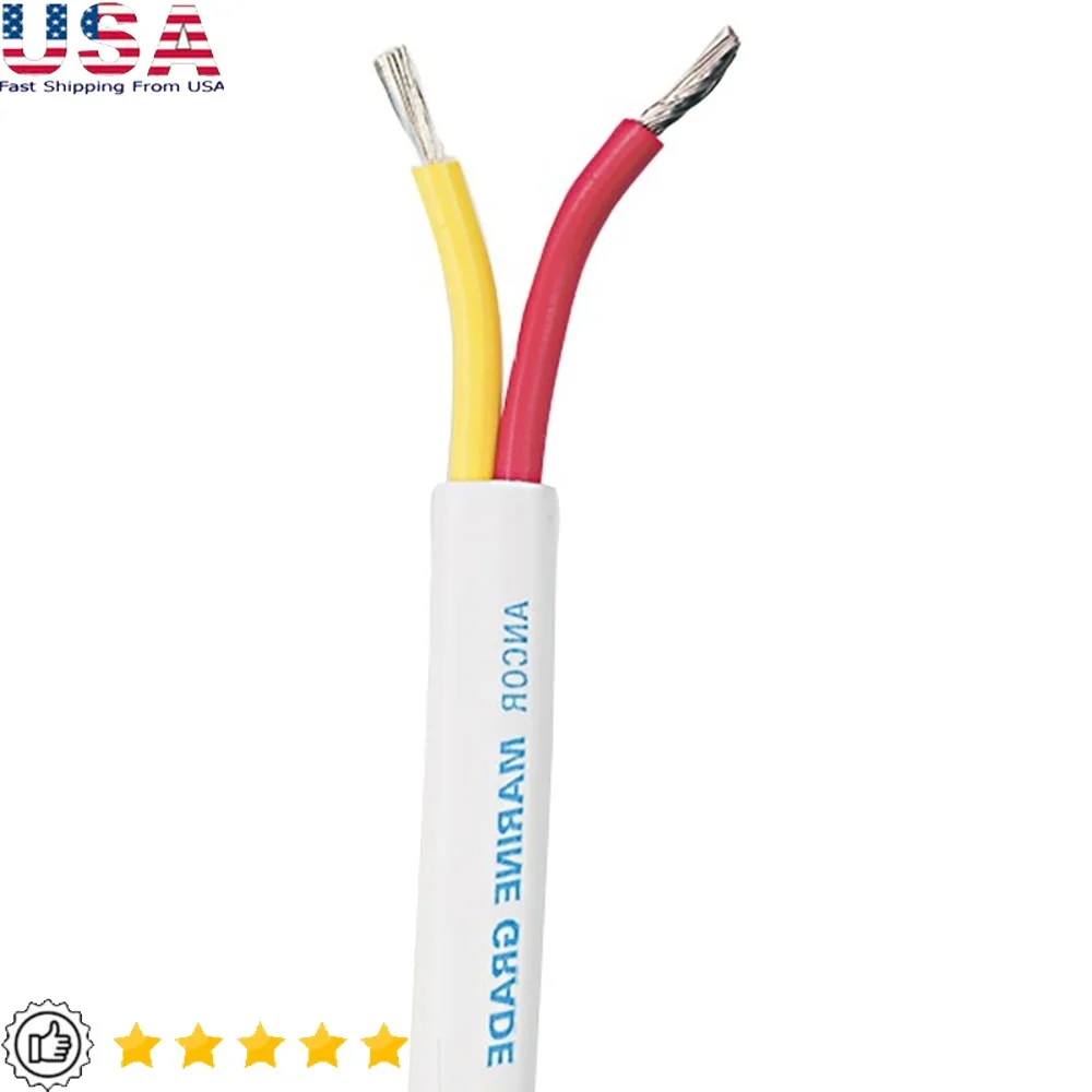 

Safety Duplex Cable 10/2 AWG Flat 250ft Ultra Flexible Tinned Copper Insulation Resistant to Corrosion Abrasion Vibration Salt