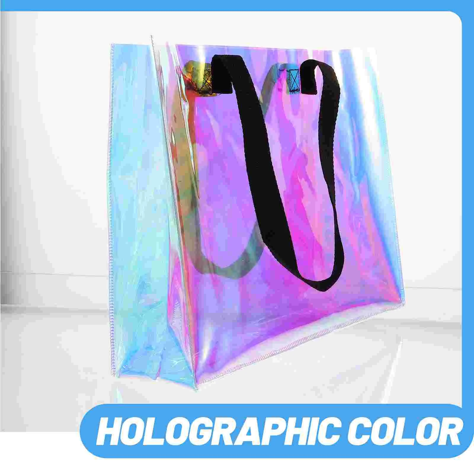 Cross Body Purse Iridescent Tote Bag PVC Portable Handbag 34X28X10CM Casual Shopping Holographic for Work