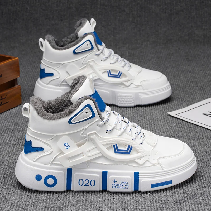 

Unisex Board Shoes Plush Comfortable High Top Winter Cotton Shoes Flat Soft Students Daily Wear Casual Sneakers for Men Women