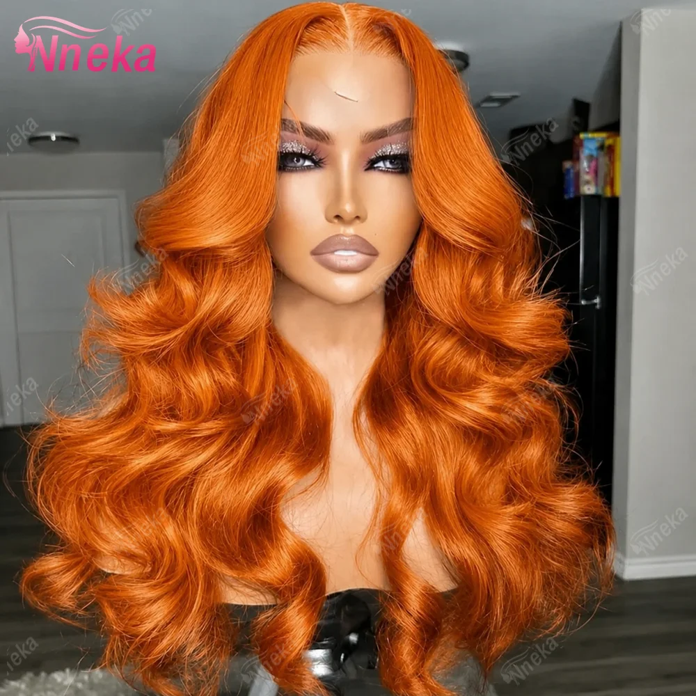 

250% Density Ginger Orange Body Wave 13x4 13x6 HD Lace Front Wig Human Hair For Women #350 Colored Pre Plucked Natural Hairline
