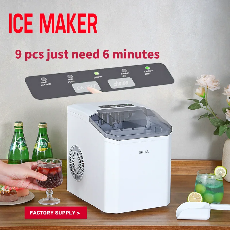 

Home Kitchen Counter Top Ice Maker Machine 9 Cubes in 6 Minutes Sleek Design Efficient in Producing Ice