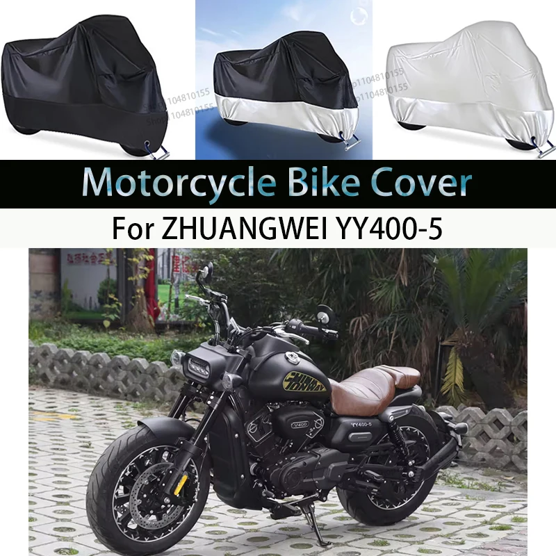

For ZHUANGWEI YY400-5 Motorcycle Cover Moto Rain Cover Waterproof Dustproof UV Cover Coat Indoor Outdoor Motorbike Scooter Cover