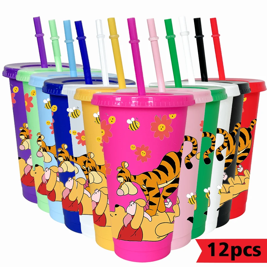12 قطعة/الحزمة ديزني ، ويني ذا بوه ، النحلة 26 أوقية كوب بلاستيكي ملون حفلة عيد ميلاد أواني الشرب عصير فنجان القهوة