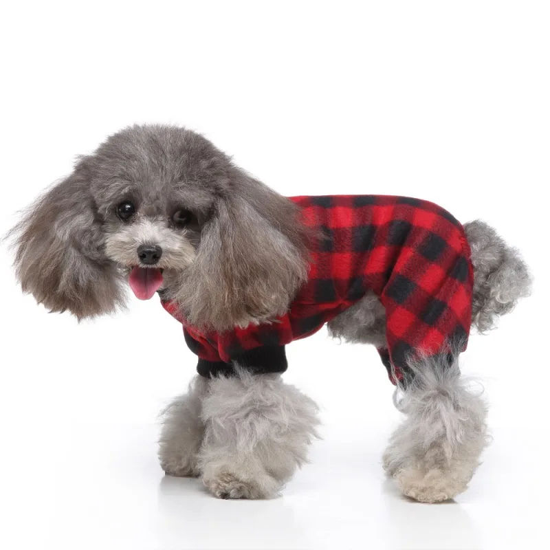 Dog Pajamas Winter Dog Clothes Plaid Warm Jumpsuits Coat For Small Dogs Puppy Dog Cat Chihuahua Pomeranian Nightshirt Pants