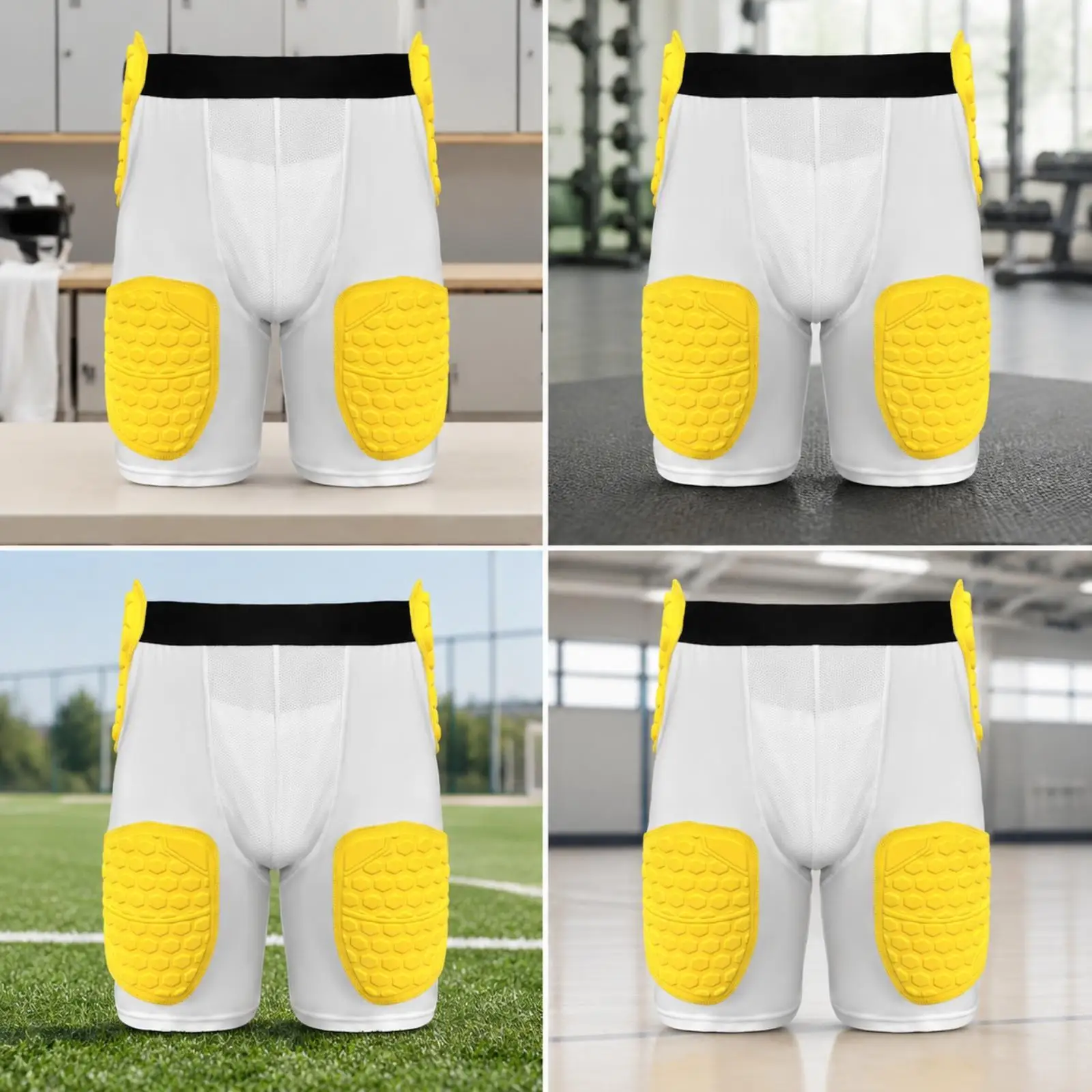 Pantalones Cortos de Rugby de Protección para Hombre con Acolchado de EVA en Forma de Panal, Ajuste de Compresión con Protector de Ingle para Entrenamiento Deportivo de Alto Impacto