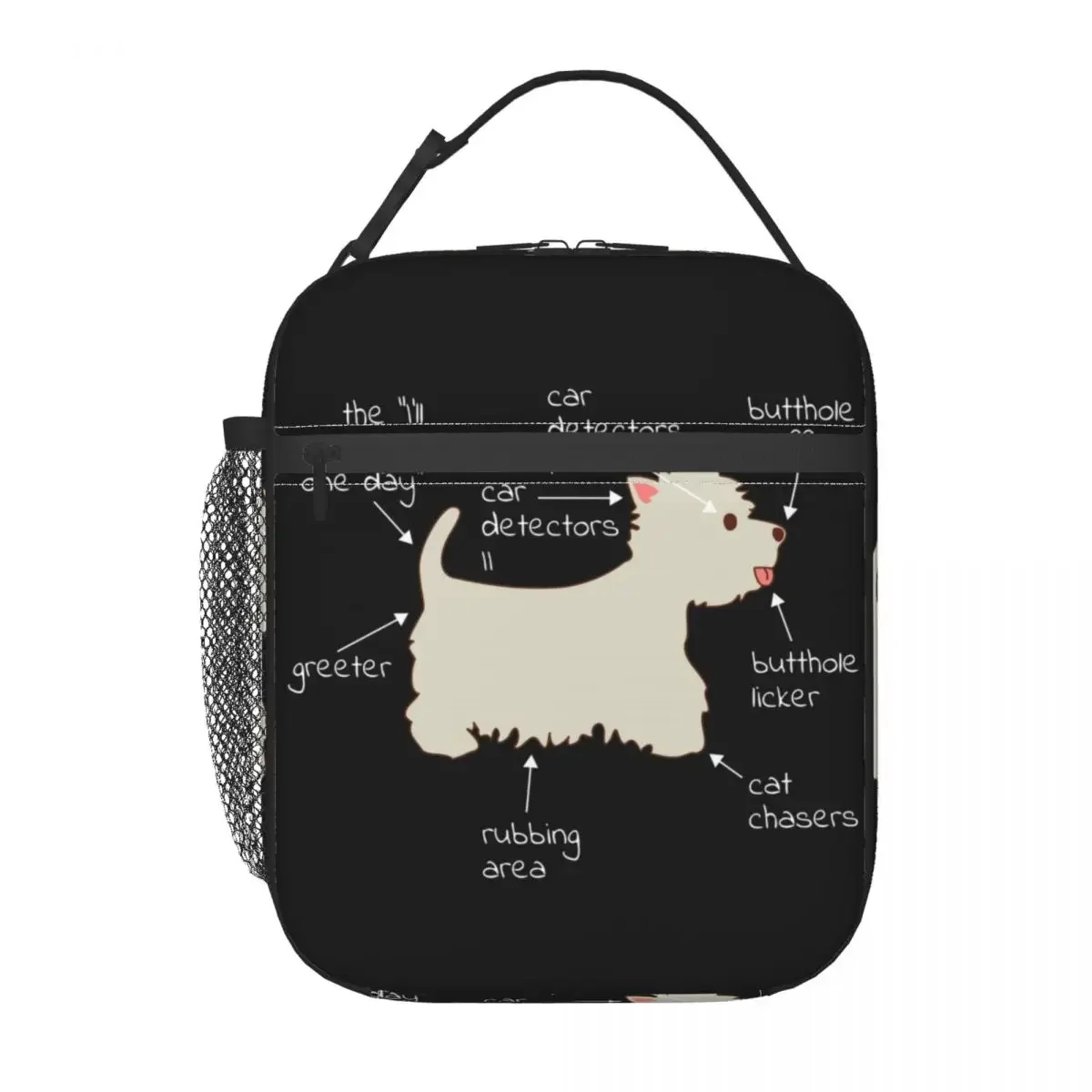 Westie Dog Anatomy Resuable Lunch Boxes Waterproof West Highland White Terrier Cooler Thermal Food Insulated Lunch Bag Office