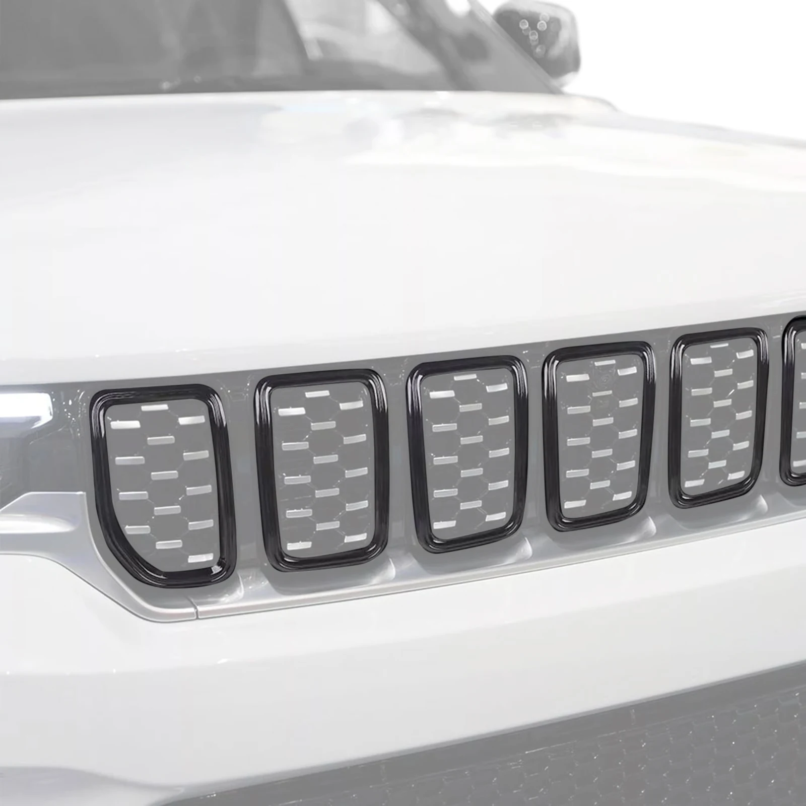 Car Front Grille Decoration Ring Racing Grills Frame Cover Trim for Jeep Compass 2021 2022 2023 2024 2025 Exterior Accessories