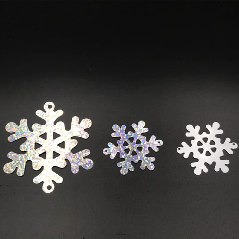 

50Pcs 65mm/40mm Laser Silver/white Snow Sequins Handmade PVC Paillettes Sewing Wedding Craft DIY Lentejuelas Accessories