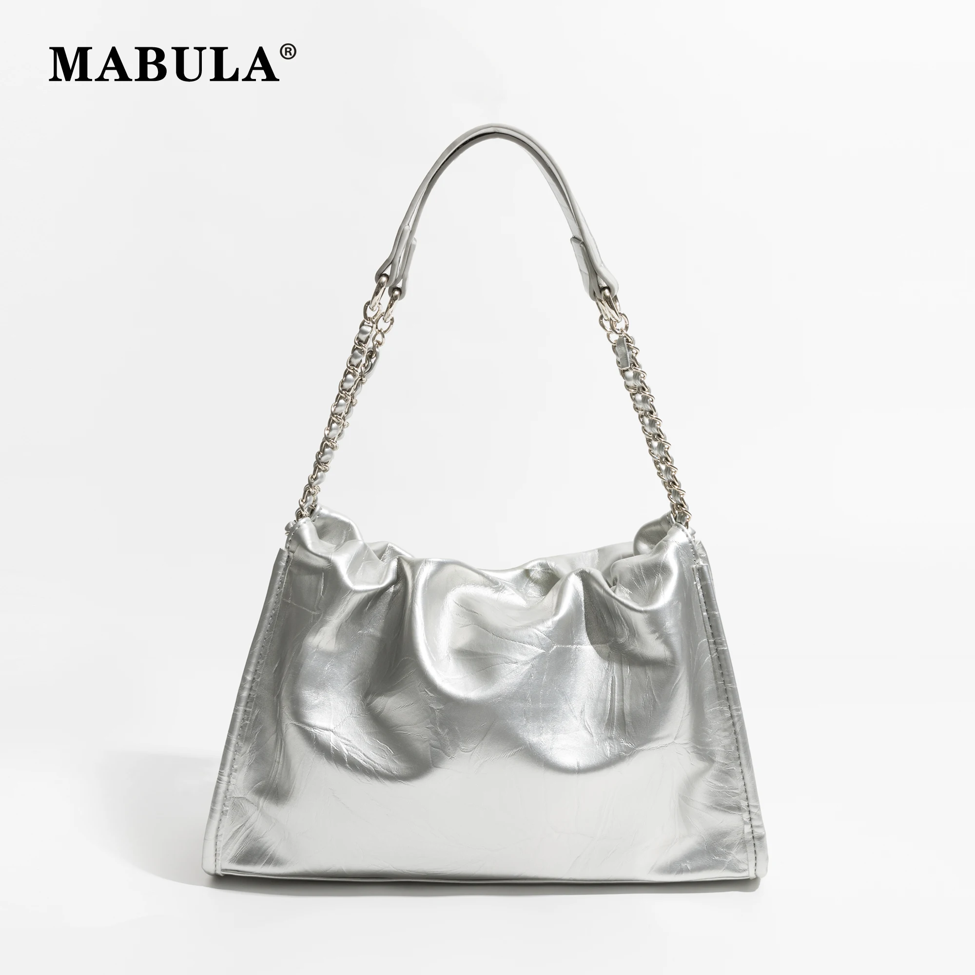 

MABULA PU Leather Fashion Shoulder Bag For Woman Solid Stylish Large Capacity Female Tote Purse Simple Square Phone Purse