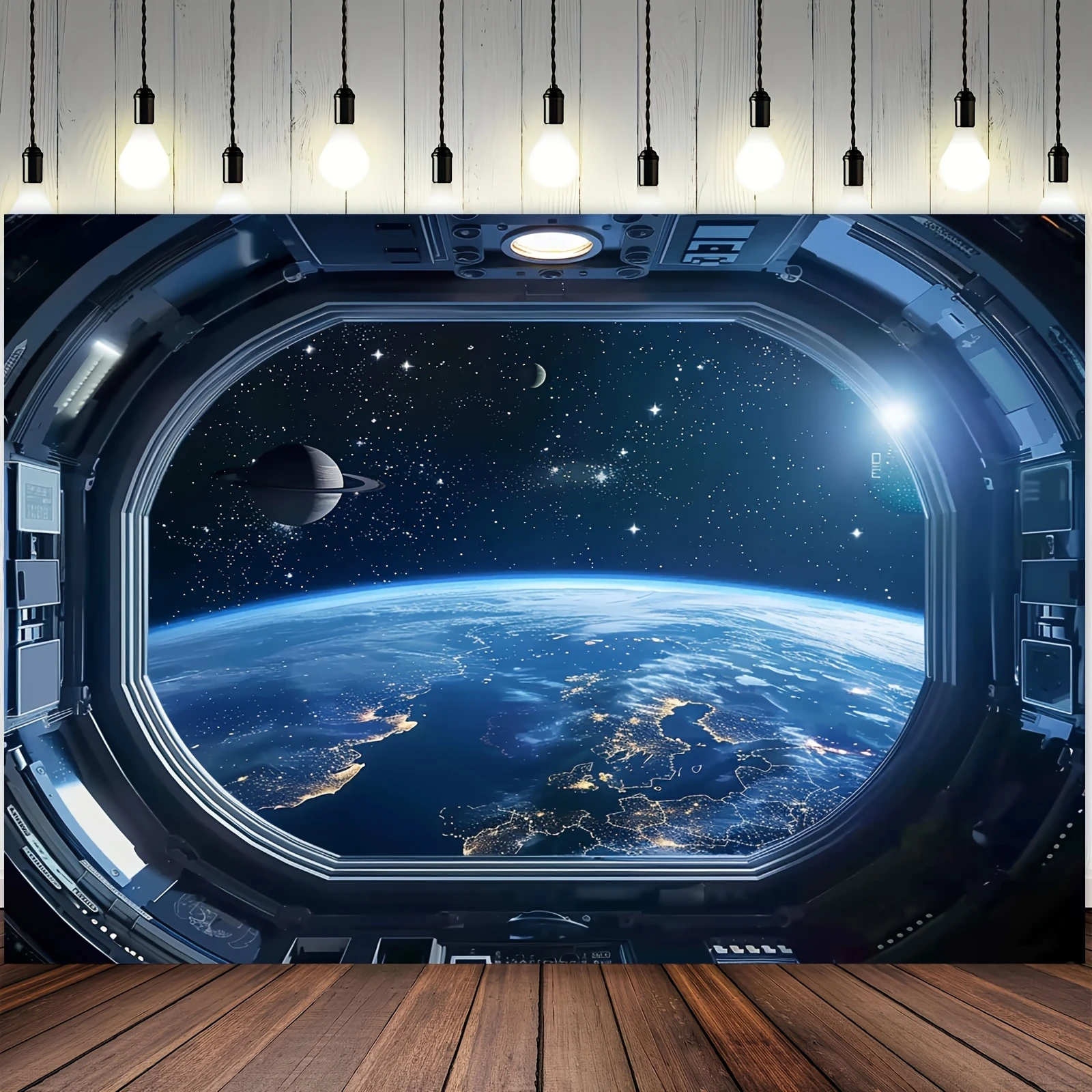 Space themed flags for home, office, party, photo booth backdrops - multi-purpose sci-fi planet decorations for any occasion