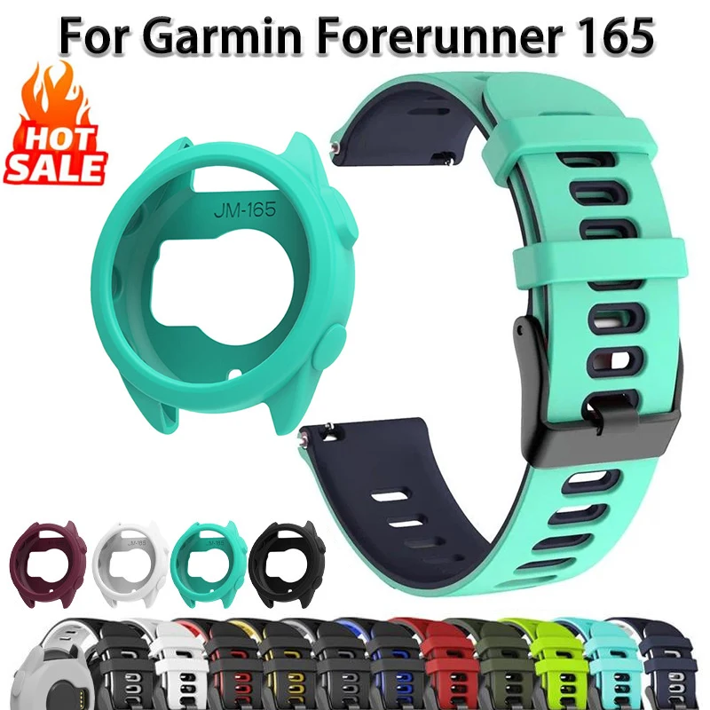 Silikon Fall + Armband Für Garmin Forerunner 165, Weiche Sport Uhr Band Armband Für Garmin Forerunner 165, Schutzhülle Shell