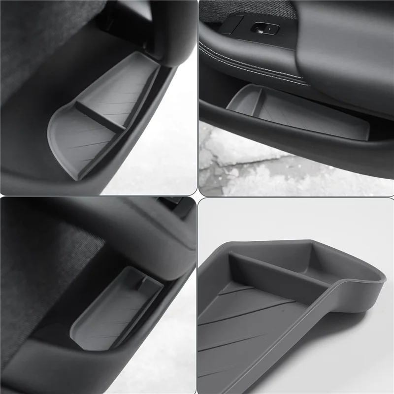 A19Q-For تسلا نموذج S الباب الجانب صندوق تخزين مقبض باب السيارة مظلة صينية المنظم مقاوم للماء بطانة حماية من السيليكون