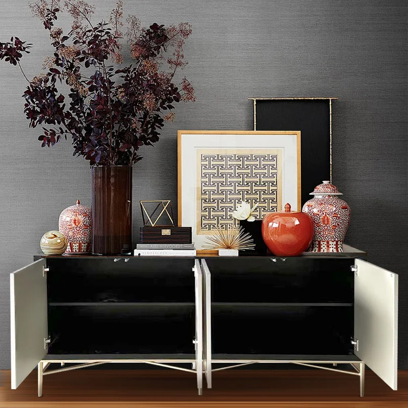 خزانة شرفة إيطالية فاخرة خفيفة لغرفة المعيشة المنزلية خزانة أحذية الممر خزانة جانبية حديثة وبسيطة لتناول الطعام في المنزل