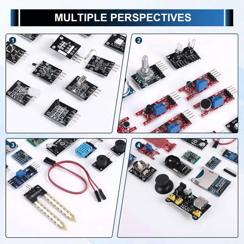 Modul Sensor Starter Kit, papan Kit Sensor 45 In 1 untuk Arduino UNO R3 MEGA2560