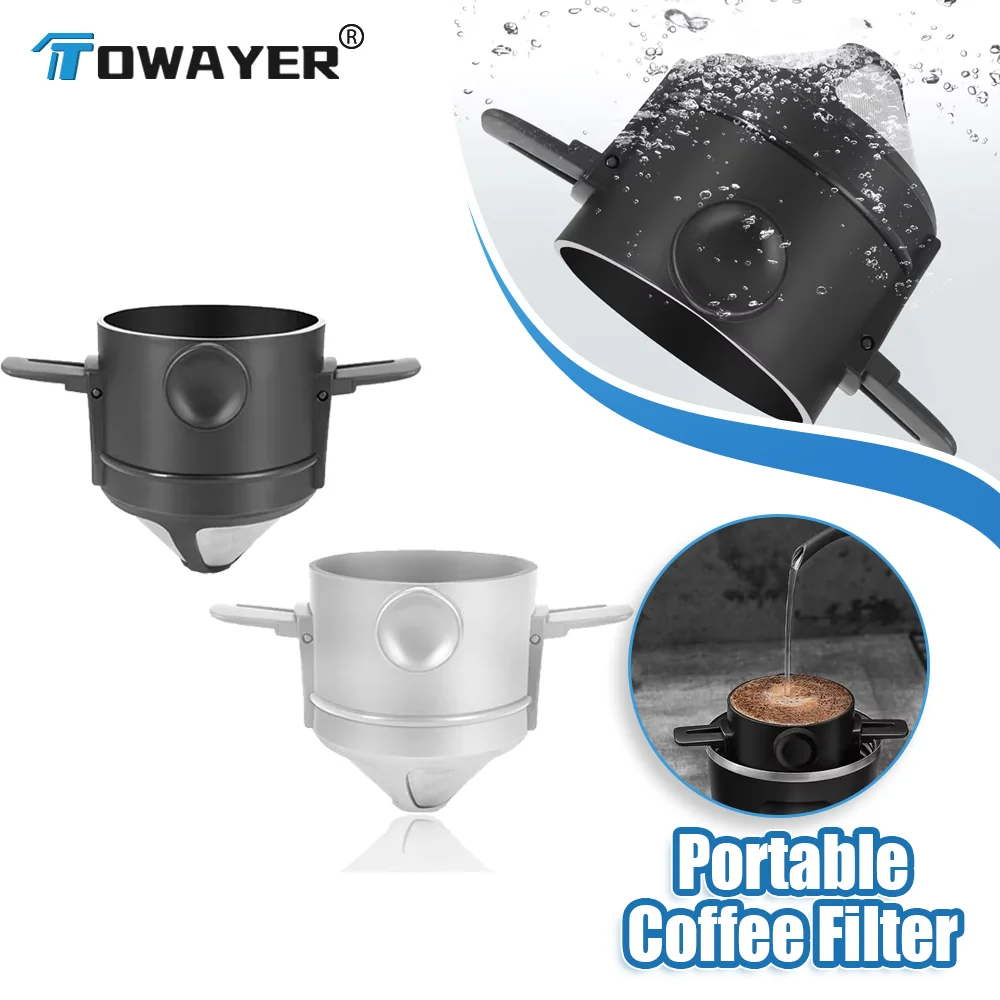 5/10PCS Coffee Filter Hopper Portable Collapsible Coffee Filter Stainless Steel Easy Clean Reusable Paperless Coffee Drip Hopper