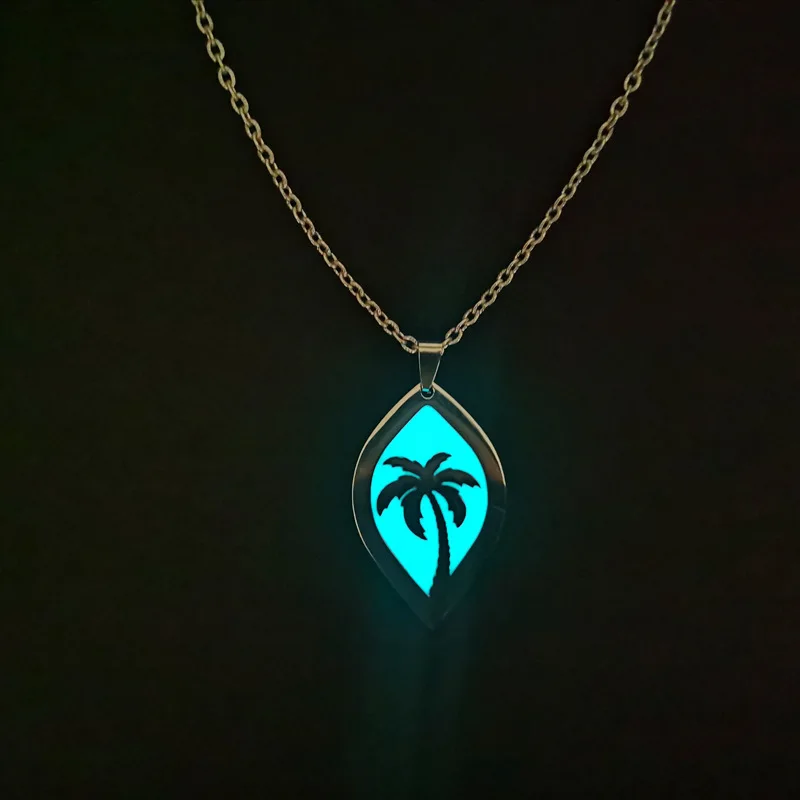 Luminous Necklace for Women Men Glowing In The Dark Cat Snake Ox Elephant Cross Pendant Necklace Gothic Halloween Party Jewelry