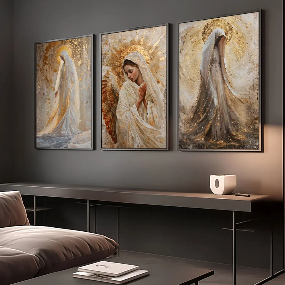1pc frameless Blessed Virgin Mary Poster Canvas Print Painting Modern Religious Wall Art Bedroom Study Studio Living Room Home D
