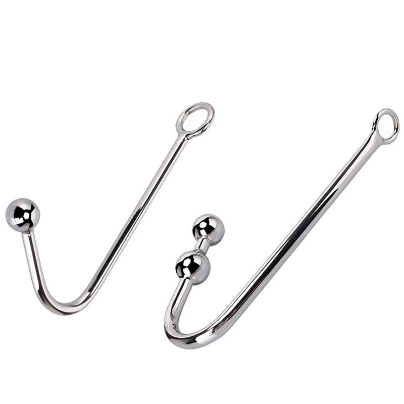 1Pc Stainless Steel Anal Hook With Ball Hole Butt Plug Dilator Prostate Massager SM Bondage Sex Toy for Man