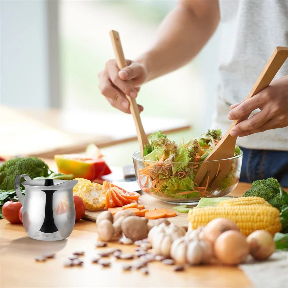 

1 шт. чашка для вспенивания молока с маркировкой внутри и снаружи, чашки для латте из нержавеющей стали, кувшин для молока, чашка с цветком