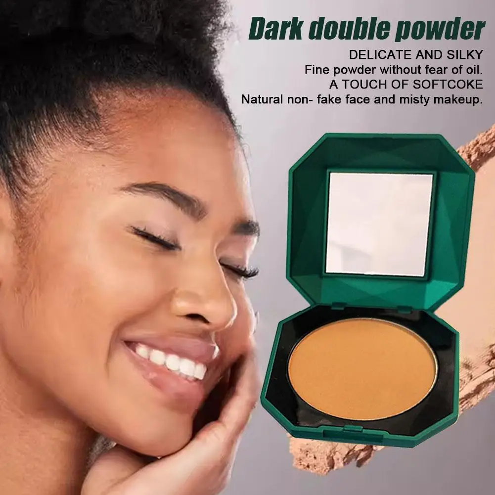 6 สี Dark Pressed Powder Dark Skin Powder Matte กันน้ําและ Make ผลิตภัณฑ์ Mirror Girl Up พร้อมพัฟแป้งแป้ง J7a5