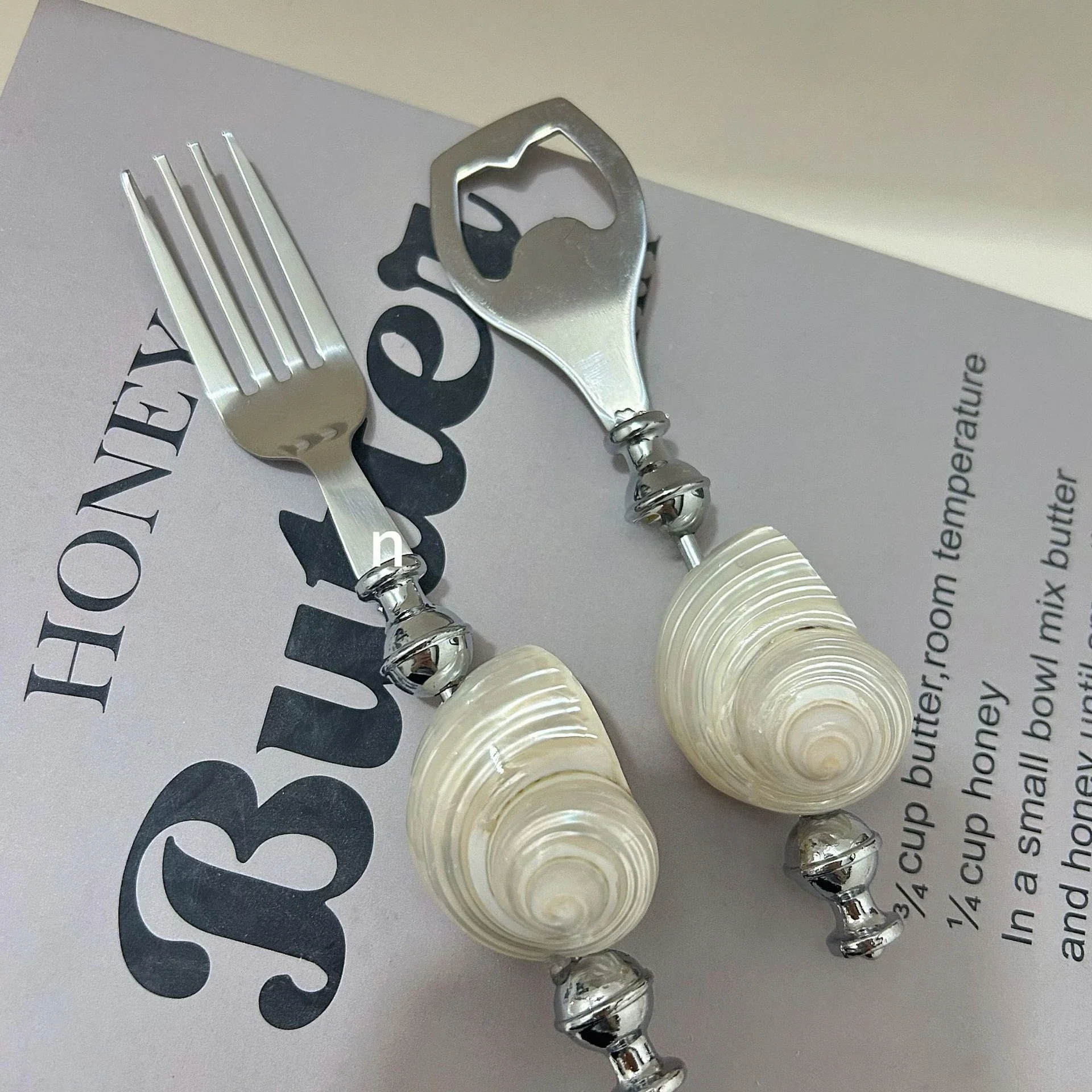 Seashell Decoration Spoon Fork Stainless Steel Shell Spoons for dining Table Decoration Luxurious Tableware