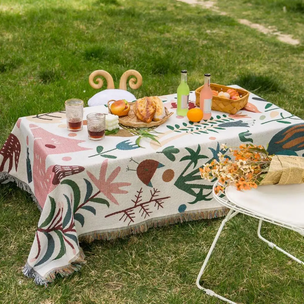 

Picnic Mat Useful Plant Printing Exquisite Workmanship Ethnic Style Pattern Portable Outdoor Picnic Mat Household Supplies