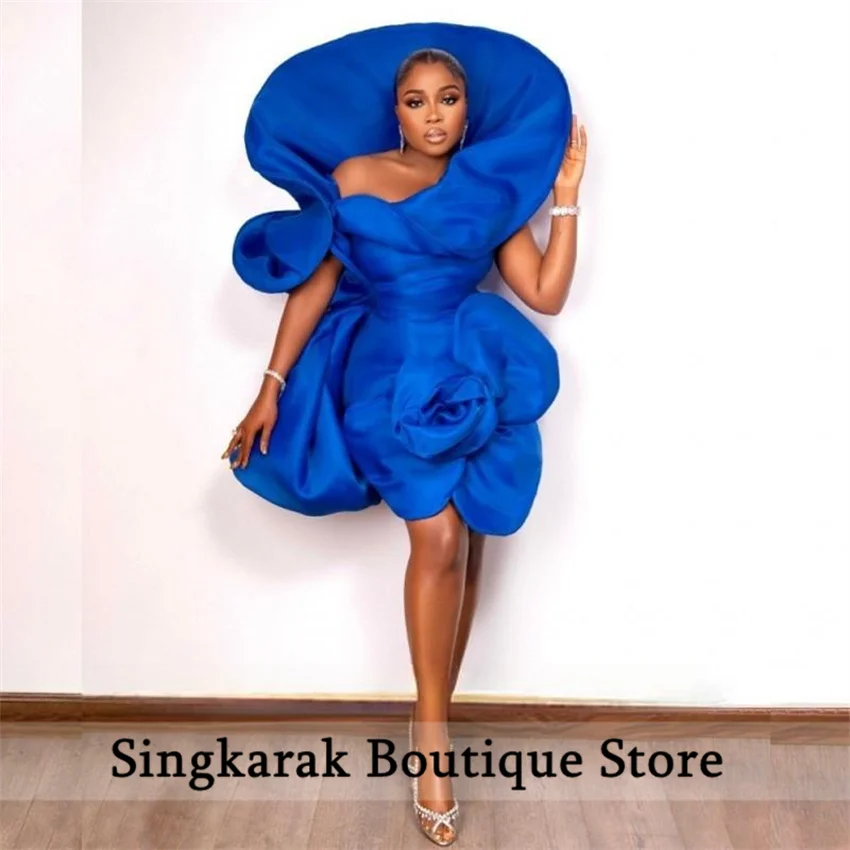 

Special Design Royal Blue Aso Ebi Short Prom Dress Pleat African Evening Party Gowns Senior Prom Dresses Women 2025 Customized