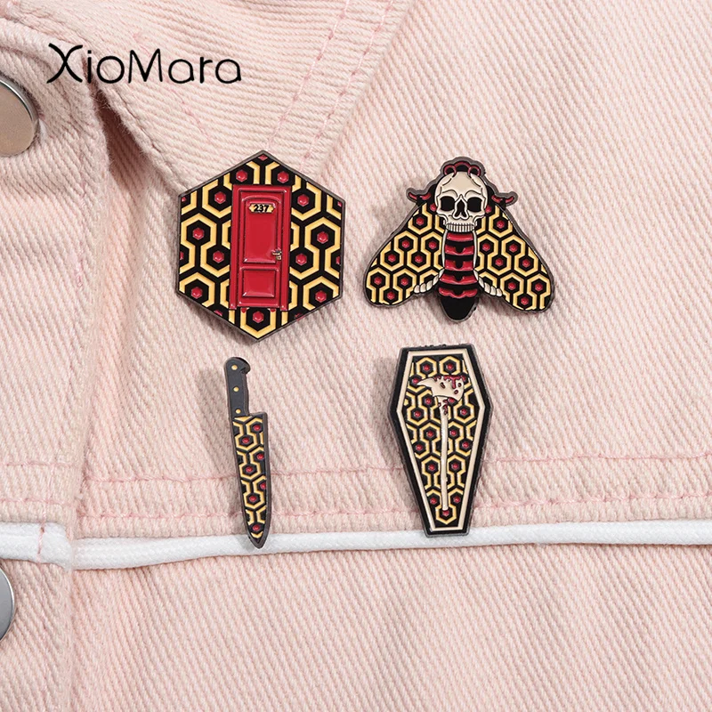 

Horror Movie Inspiration Enamel Pin Carpet Overlook Brooch Lapel Backpack Badge Halloween Jewelry Collection
