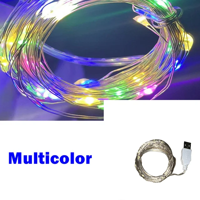 3/10/20M USB LED Lichterketten Kupfer Silber Draht Girlande Licht Wasserdichte Lichterkette Für Weihnachten hochzeit Party Dekoration