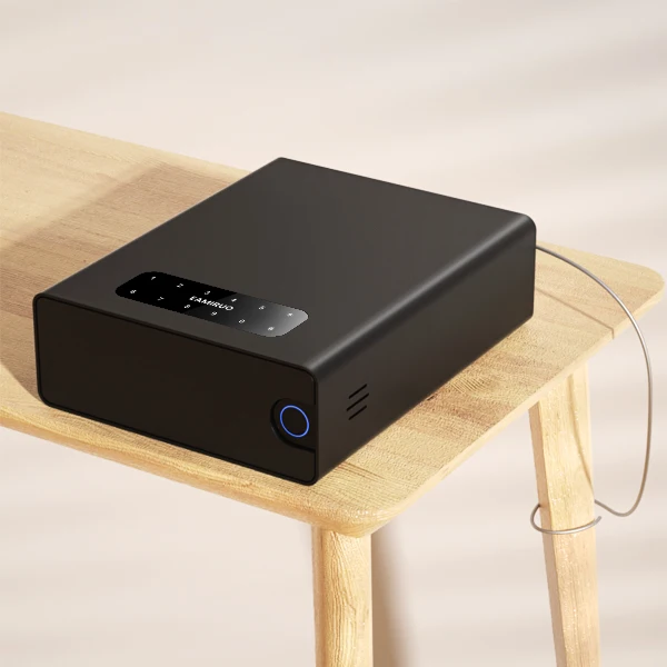 Small Pistol Safe with Fingerprint Keyboard Key Unlock App Sliding Gun Lock Box Bedside Table Bedside Biometric Safe