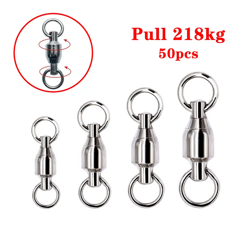 50pcs Rotate Both Ends Single Ring Welding Bearing Swivel Rings 8 Ring Connector Stainless Steel High Speed Swivel Pesca Tools