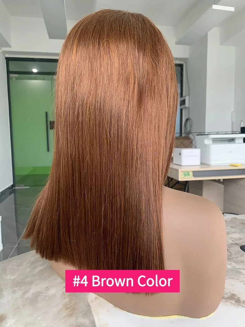 100%密度250、13x4ボブスタイル、未加工人毛レースフロントウィッグ、ベトナム産ストレート、4色展開ブラウン/チョコレート、レースフロント人毛ウィッグ