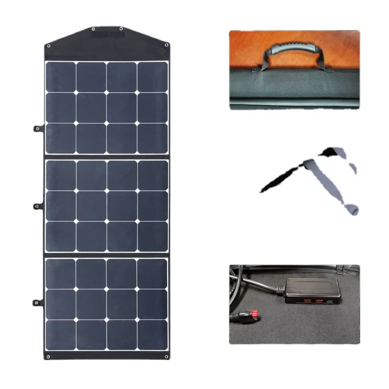 Amazon New 200W Single Crystal Solar Folding Bag Outdoor Power Charging Solar Panel Portable Portable