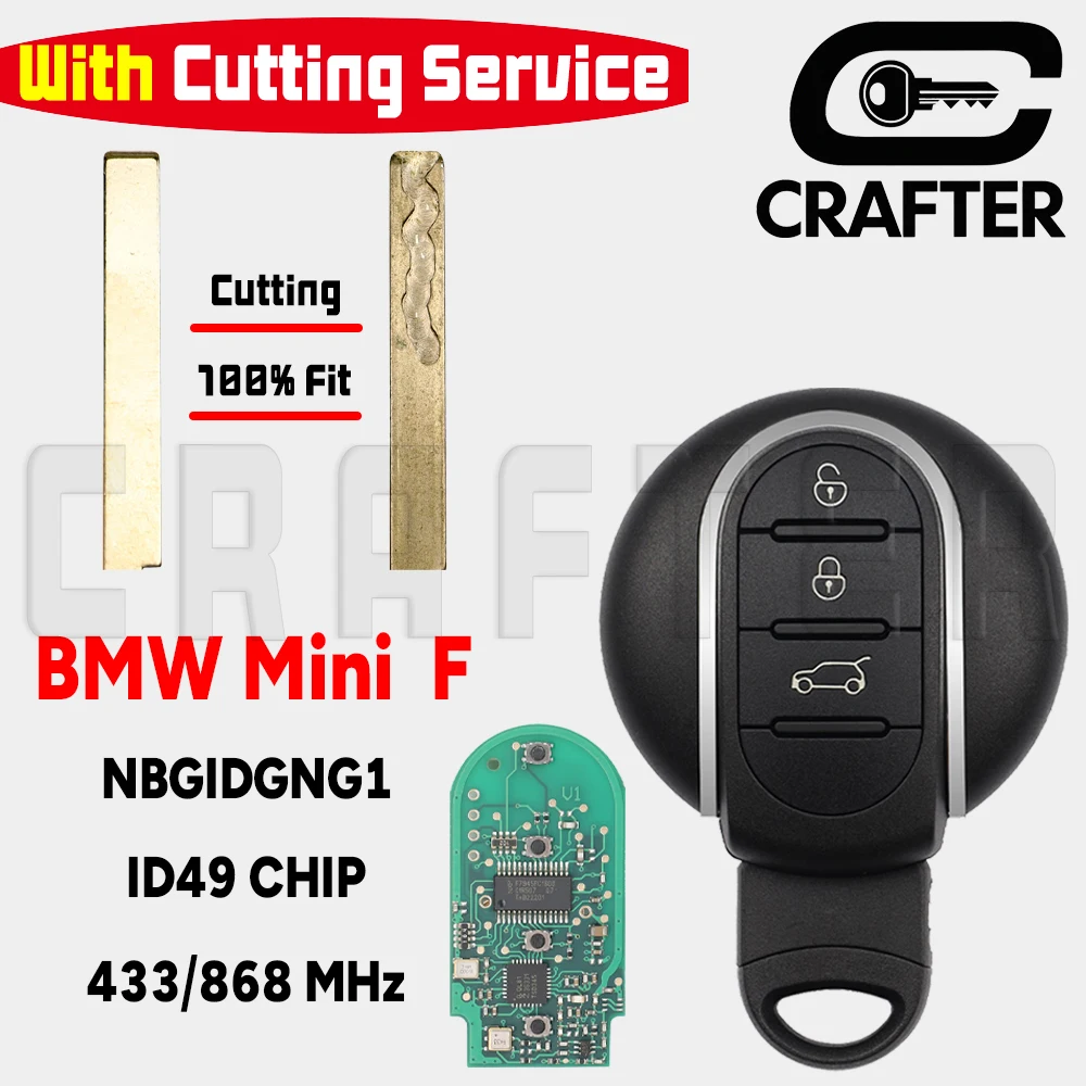 مفتاح Crafters NBGIDGNG1 BMW MINI 433/868MHz ID49 رقاقة مفتاح السيارة الذكية لكوبر كلوبمان كونتري مان 2015 + BDC مع خدمة القطع