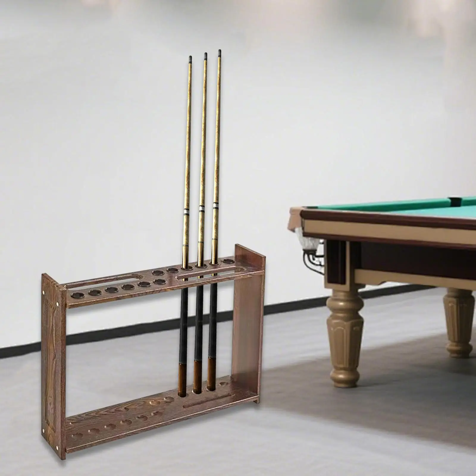 Pool Cue Rack Wooden Floor Standing Rack Holder for Billiard Cue Stick Storage Billiards Club Bar Home Decor view 5